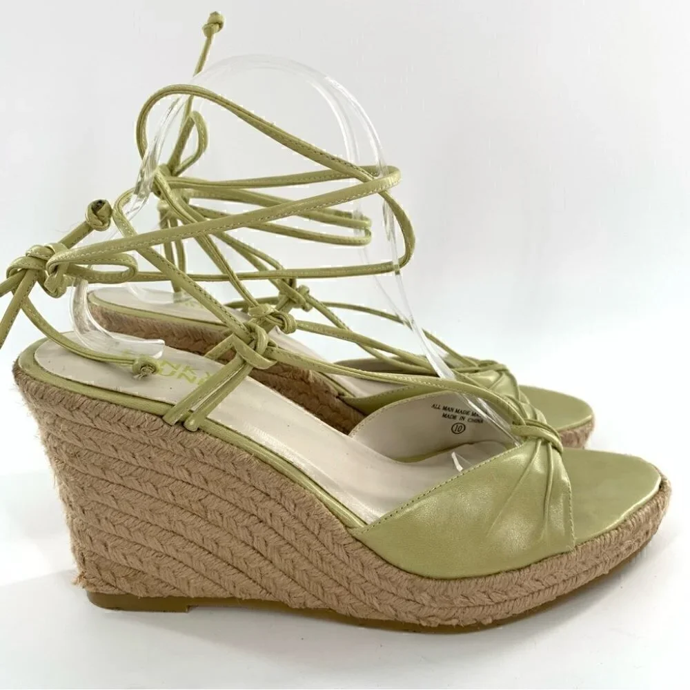 Funky Chunk sandals size 10 green chunky platform Espadrilles vintage 90s y2k
